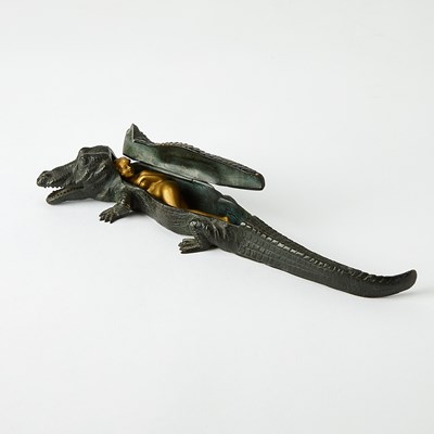 Lot 231 - Vienna Cold-Painted Erotic Group of an Alligator and Concealed Woman