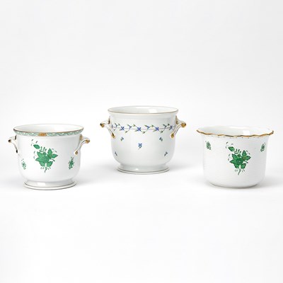 Lot 328 - Three Herend Porcelain Cache Pots