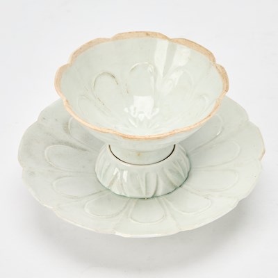Lot 507 - A Chinese Qingbai Molded Cup and Stand