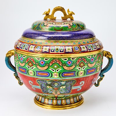 Lot 401 - A Large Chinese Cloisonne Enamel Censer and Cover
