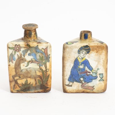 Lot 365 - Two Persian Tin-Glazed Earthenware Bottles