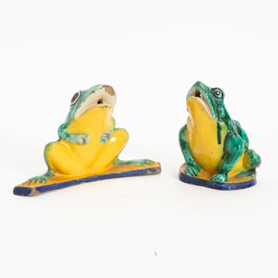 Lot 344 - Two Continental Faience Figures of Frogs