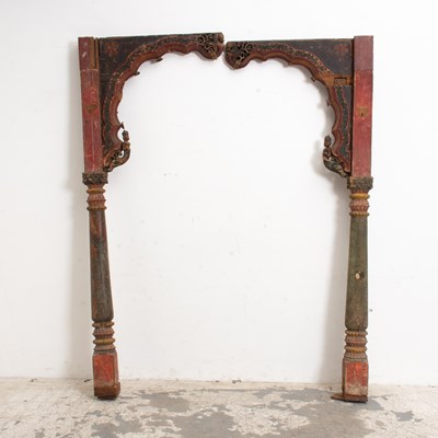 Lot 8 - Group of Indian Painted Wood Architectural Elements