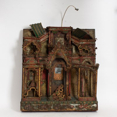 Lot 339 - Southeast Asian Painted Gilt-Wood Model of a Temple
