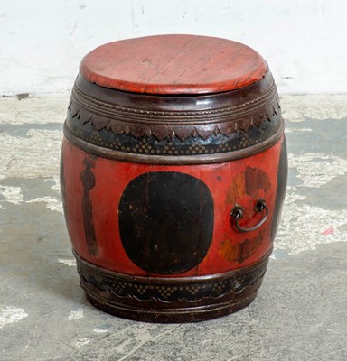 Lot 276 - Chinese Painted Wood Barrell
