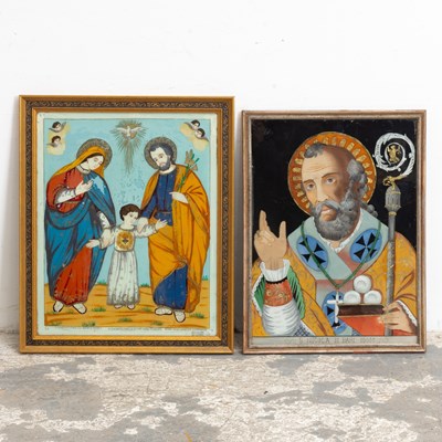 Lot 38 - Two Italian Reverse-Painted Glass Pictures