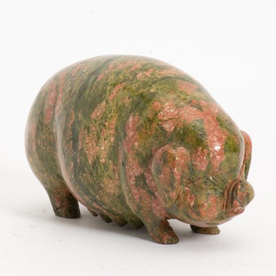 Lot 349 - Carved Hardstone Model of a Sow