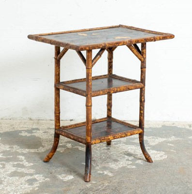 Lot 280 - Victorian Black Lacquer and Bamboo Side Table