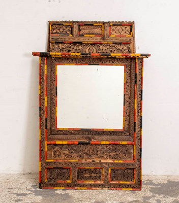 Lot 335 - Indian Painted and Carved Wood Mirror