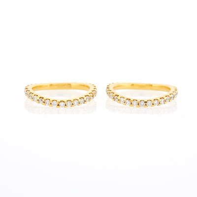 Lot 1212 - Pair of Rose Gold and Diamond Band Rings