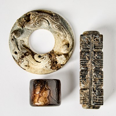 Lot 434 - A Group of Three Chinese Archaistic Jade Carvings