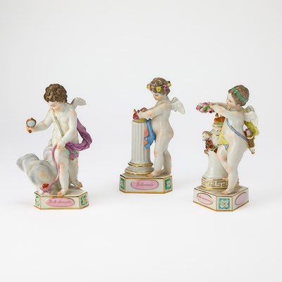 Lot 714 - Three Meissen Porcelain Figures of Putti