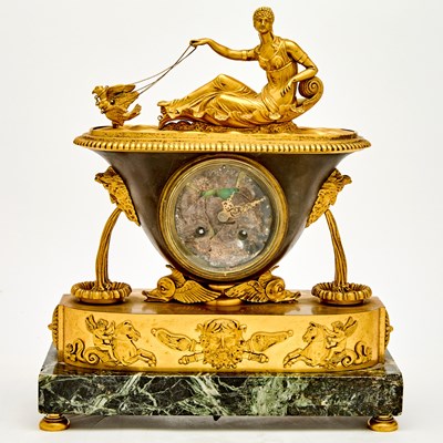 Lot 705 - Late Empire Style Gilt-Bronze Mantel Clock