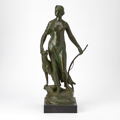 Lot 704 - French Patinated Bronze Figure of Diana