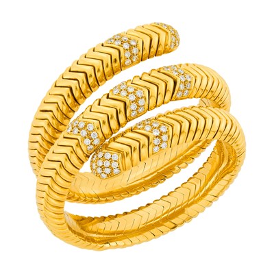 Lot 20 - Gold and Diamond Coiled Bracelet