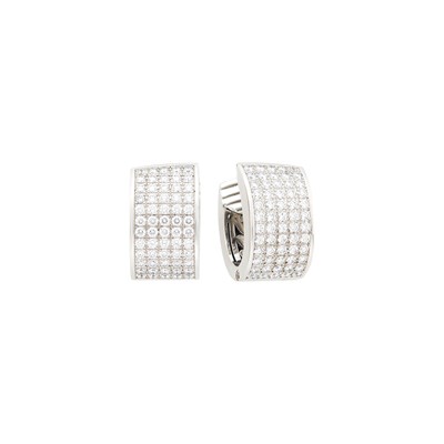 Lot 1084 - Chopard Pair of White Gold and Diamond Hoop Earrings