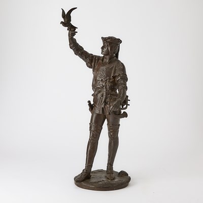 Lot 693 - French Patinated Bronze Figure Titled Le Falconnier
