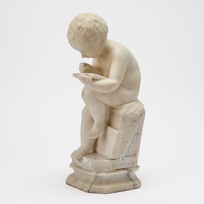 Lot 673 - Italian Marble Figure of a Boy Reading