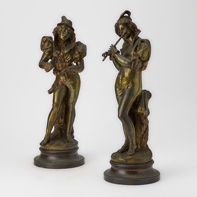 Lot 700 - Pair of Patinated Bronze Figures