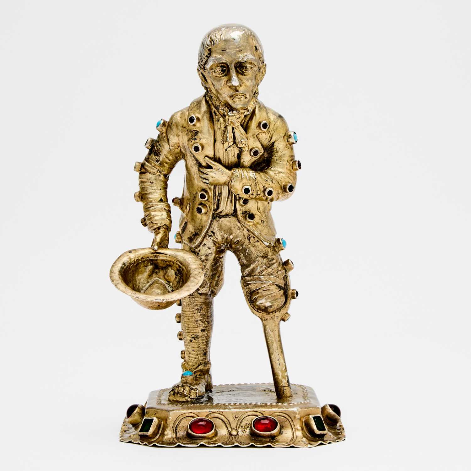 Lot 166 - Continental Gem-Set Silver Figure of a Beggar