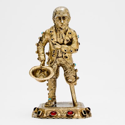 Lot 166 - Continental Gem-Set Silver Figure of a Beggar