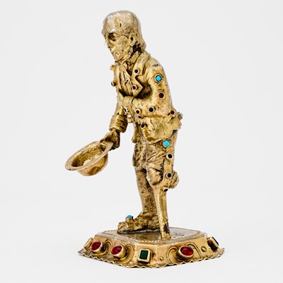 Lot 166 - Continental Gem-Set Silver Figure of a Beggar
