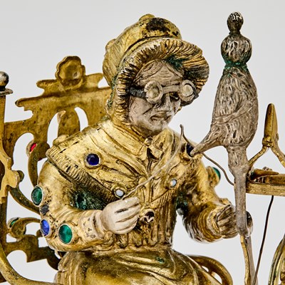 Lot 164 - Continental Gem-Set Silver Figure of a Woman at a Spinning Wheel