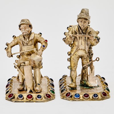 Lot 165 - Two Continental Gem-Set Silver Figures of Tradesmen
