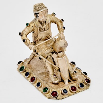 Lot 165 - Two Continental Gem-Set Silver Figures of Tradesmen