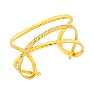 Lot 1011 - Tiffany & Co. Gold and Diamond Bangle Bracelet