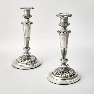 Lot 105 - Pair of George III Sterling Silver Candlesticks