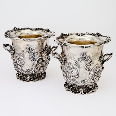 Lot 116 - Pair of Irish Victorian Sterling Silver Wine Coolers