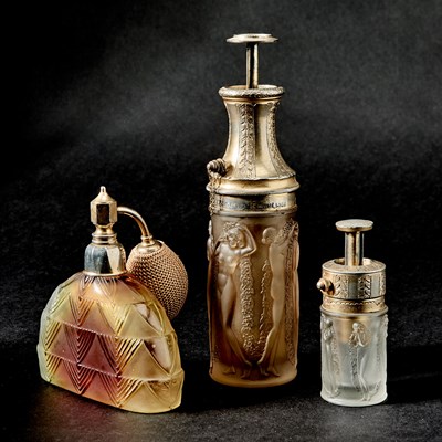 Lot 747 - Three R. Lalique Molded Glass Perfume Atomizers