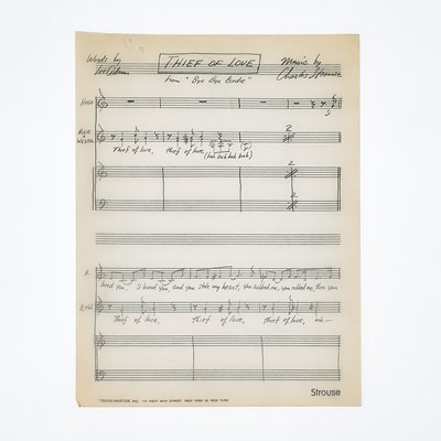 Lot 14 - "Thief of Love" holograph manuscript by Charles Strouse