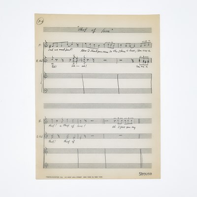 Lot 14 - "Thief of Love" holograph manuscript by Charles Strouse