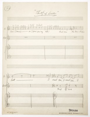 Lot 14 - "Thief of Love" holograph manuscript by Charles Strouse