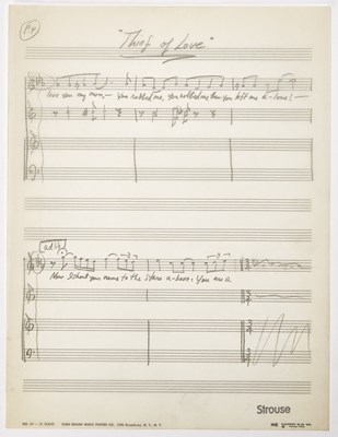 Lot 14 - "Thief of Love" holograph manuscript by Charles Strouse