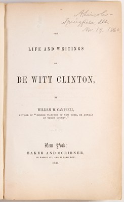 Lot A volume from Abraham Lincoln's library, signed just before heading to Washington for his inauguration