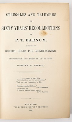 Lot 53 - P.T. Barnum's autobiography, inscribed the year before his death