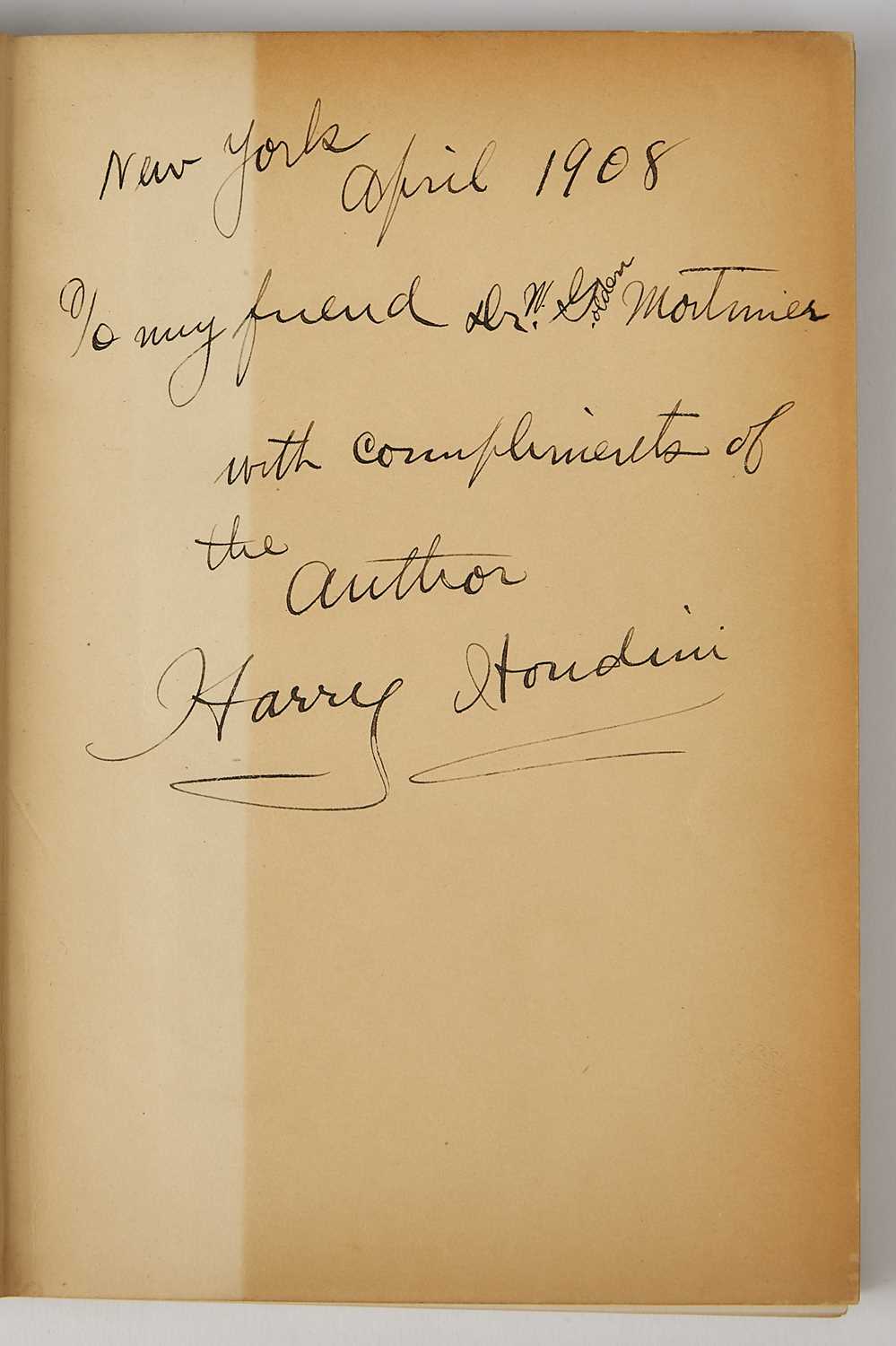 Lot 56 - The Unmasking of Robert-Houdin, inscribed by Houdini to a fellow magician
