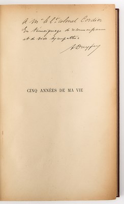 Lot 91 - Dreyfus' Five Years of My Life, inscribed to one of his superiors and supporters