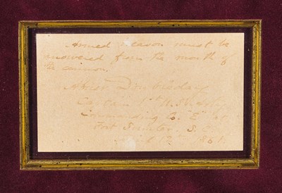 Lot 20 - Abner Doubleday signed note from Fort Sumter on the first day of the Civil War