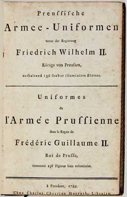 Lot 105 - A rare work of Prussian Army uniforms under Frederick William II, with exquisite hand-colored engravings