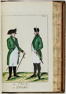 Lot A rare work of Prussian Army uniforms under Frederick William II, with exquisite hand-colored engravings