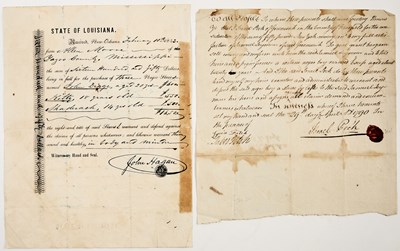 Lot 8 - Slavery documents from Federal Connecticut and Antebellum New Orleans