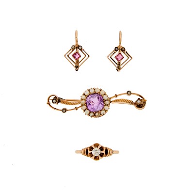 Lot 2266 - Group of Gold, Amethyst, Seed Pearl and Diamond Jewelry
