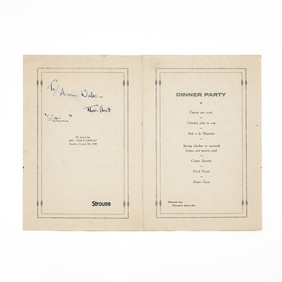 Lot 1 - A dinner invitation signed by Irving Berlin and Moss Hart