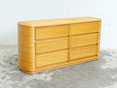 Lot 266 - Mid Century Style Blonde Bentwood Chest of Drawers