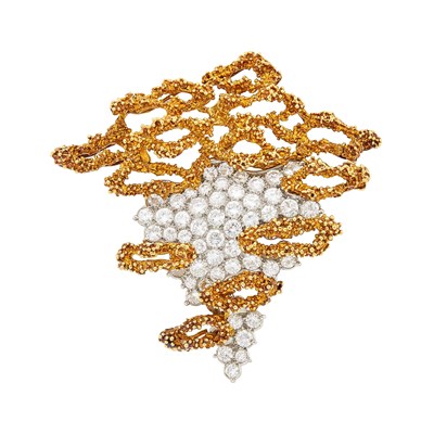 Lot 1145 - Gold, Platinum and Diamond Clip-Brooch