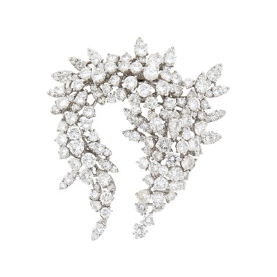 Lot 177 - Platinum and Diamond Clip-Brooch